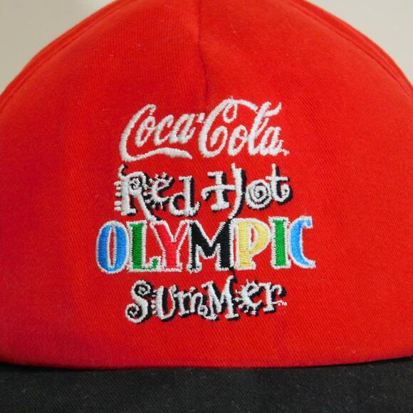 Starter Coca Cola Hat Red Hot Olympic Summer Adjustable 90s Washed Reshaped VTG - Picture 2 of 7